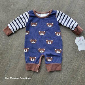 Baby Teddy Bear Print Romper 0-3M
